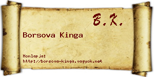 Borsova Kinga névjegykártya